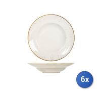 6X Plato De Porcelana Manchas, Pasta, 28Cm, Multicolor