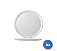 6x Plato Pizza Porcelana Nápoles Blanco Cm 31