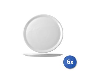 6x Plato Pizza Porcelana Nápoles Blanco Cm 31
