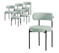 6x Sillas De Comedor Verde Tapizado Teddy Polipiel Con Respaldo Alto