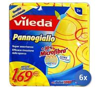 6x Vileda Paño Amarillo Microperforado 30% Microfibra 3 Pz