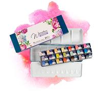 7 Artists Acuarelas Profesionales - 21 x Pastillas Set Acuarelas Romántico | Kit Acuarela Portatil en Caja Metalica | Pack Pintura Acuarela | Watercolor Set