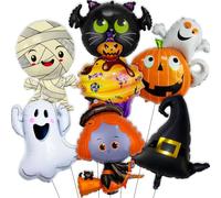 7 globos de Halloween, lindo sombrero de bruja, momia, fantasma, calabaza, murciélago, globos para decoraciones de fiesta de Halloween, suministros de decoración de fiesta de boda