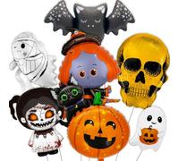 7 globos de Halloween, lindos globos de calavera de bruja, momia, fantasma, gato, murciélago, globos para decoración de fiesta de Halloween, suministros de decoración de fiesta de boda