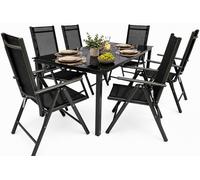 7 partes Juego de muebles de jardín | grupo de asientos grupo comedor | 1x mesa, 6x sillas | dimensiones de mesa aprox. H. 76 x W. 189 x D. 90 cm | Sillas 189 SW