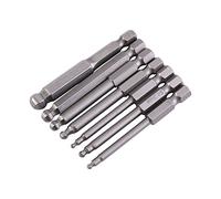 7 piezas 1/4 pulgadas vástago hexagonal 2/2,5/3/4/5/6 / 8mm juego de puntas de destornillador de cabeza de bola llave Allen magnética punta de bola de 65mm de longitud