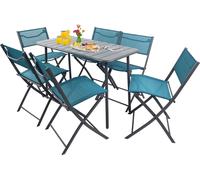 7 piezas conjunto de muebles de jardín | grupo de asientos grupo comedor | 1xtable, 6x sillas | dimensiones de mesa aprox. H. 72 x W. 110 x D. 55 cm | Plegable | Conjunto de jardín - Sumila