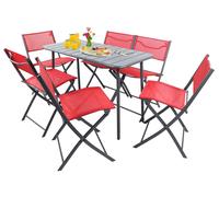 7 piezas conjunto de muebles de jardín | grupo de asientos grupo comedor | 1xtable, 6x sillas | dimensiones de mesa aprox. H. 72 x W. 110 x D. 55 cm | Plegable | Conjunto de jardín - Sumila