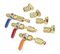 7 Piezas HVAC Válvula De Bola De Latón Para Aire Acondicionado, Adaptador Para R134A R410A R22 R12, Válvulas De Sellado Con Anillo De Goma Para Mantenimiento Y Reparación