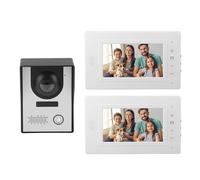 7 Pulgadas Videoportero Con Cable Kit Visión Nocturna Intercomunicador 2 Vías Sistema Timbre Video Sistemas De Seguridad Para Oficina Apartamento Villa AC100-240v(EU Plug-Blanco)