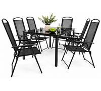 7 unids. conjunto de muebles de jardín | grupo de asientos grupo comedor | 1x mesa, 6x sillas | dimensiones de mesa aprox. H. 76 x W. 189 x D. 90 cm | Hochlehner Set 189S