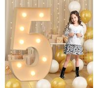 70 cm - 2.3 pies gigantes con luz LED números 5, letrero de iluminación de marquesina de mosaico, lámparas LED para el día de San Valentín, cumpleaños, Navidad, Año Nuevo