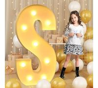 70 cm - 2,3 pies Letra gigante LED iluminada S, señal de marquesina iluminada en mosaico, lámparas de letras LED para San Valentín, cumpleaños, Navidad, Año Nuevo