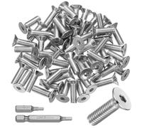 70 PcsTornillos Avellanados M5 x 16 mm, Tornillos de Cabeza Hueca Hexagonal de Acero Inoxidable, Tornillos de Cabeza Hueca Plana Allen, con 2 Puntas
