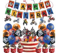 70 unidades Set de globos decorativos para fiestas de cumpleaños con temática de motos de cross; fiestas con temática de motos de cross, fiestas de cumpleaños, decoración para fiestas
