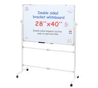 70 x 100 cm pizarra blanca móvil magnética doble cara sobre ruedas ajustable