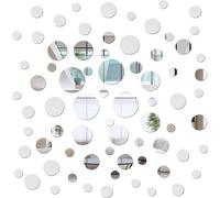 72 unidades de espejos redondos con forma de concha, hechos de acrílico. Set de espejos adhesivos para la pared, ideales para decorar salones, comedores, dormitorios, recibidores y hogares en general 