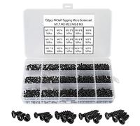 750 Piezas Tornillos Pequeños,Mini Tornillos Autorroscantes M1,7 M2, M2,3, M2,6, M3 Tornillos Minúsculos de Cabeza Redonda Phillips Fabricado Negro para Reparación Gafa Reloje Teléfono.
