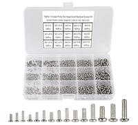 750 Piezas Tornillos Pequeños,Mini Tornillos Máquina M1,4 M1,6, M2, M2,5,M3 Tornillos Minúsculos de Cabeza Redonda Phillips Fabricado Negro para Reparación Gafa Reloje Teléfono.