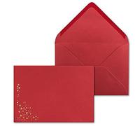 75x Sobres navideños - DIN C5 - con estampado de lluvia de estrellas en oro metálico, sobre festivo en rojo rosa - Adhesivo húmedo, 110 g/m² - 154 x 220 mm - Marca: GUSTAV NEUSER