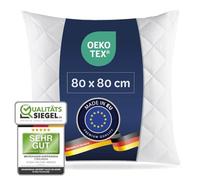 7dreams® Almohada de microfibra acolchada, 80 x 80 cm, apta para alérgicos, certificado Öko-Tex, relleno de bolitas de fibra, peso de relleno de 1000 g, lavable a 95 °C