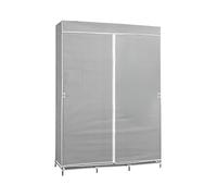 7H SEVEN HOUSE Armario Ropero de Tela Triple con Cortinas Correderas Blanco/Gris 118x45x169cm 7house