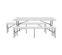 7H SEVEN HOUSE Conjunto Plegable Mesa con 2 Bancos de 180cm Catering 7house