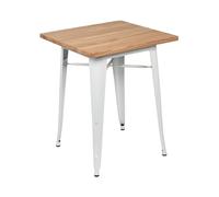 7H SEVEN HOUSE Mesa de Comedor Industrial Cuadrada de Madera y Acero 60x60x76cm 7house