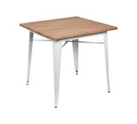7H SEVEN HOUSE Mesa de Comedor Industrial Cuadrada de Madera y Acero 80x80x76cm
