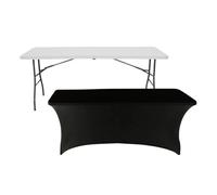 7H SEVEN HOUSE Mesa Plegable 240cm Blanca + Funda Catering 7house