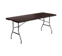 7house Mesa Plegable Portátil Resina 180cm Marrón Efecto Ratán 7house