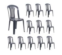 7H SEVEN HOUSE Pack 12 Sillas de Exterior Apilables sin Reposabrazos Napoli 49x42x88cm 7house
