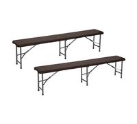 7H SEVEN HOUSE Pack 2 Bancos Plegables Catering Efecto Ratán 180x30x43cm 7house