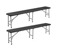 7house Pack 2 Bancos Plegables Catering Negro 180x28x43cm 7house