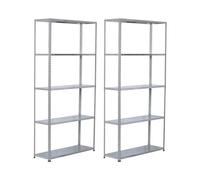 7H SEVEN HOUSE Pack 2 Estanterías Modulares Metálicas SteelSmart con 5 Baldas 200kg 180x30x90cm 7house