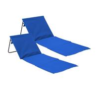 7H SEVEN HOUSE Pack 2 Esterillas Plegables de Playa Acolchadas con Respaldo 149,5x51x42,5cm 7house, Azul