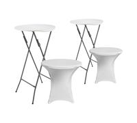 7H SEVEN HOUSE Pack 2 Mesas Altas Plegables Redondas Blancas con Funda 61x105cm 7house