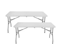 7house Pack 2 Mesas Plegables Portátiles Resina 150cm Blanco 7house
