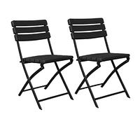 7H SEVEN HOUSE Pack 2 Sillas Plegables Efecto Madera Negro 55x46x81cm 7house