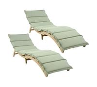 7H SEVEN HOUSE Pack 2 Tumbonas Reclinables en Madera de Acacia con Cojín 168x54x55cm 7house