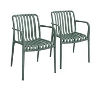 7H SEVEN HOUSE Pack de 2 Sillas Apilables de Exterior con Reposabrazos Kaia en Polipropileno 7house