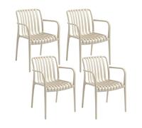 7H SEVEN HOUSE Pack de 4 Sillas Apilables de Exterior con Reposabrazos Kaia en Polipropileno