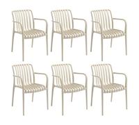 7house Pack de 6 Sillas Apilables de Exterior con Reposabrazos Kaia en Polipropileno 7house
