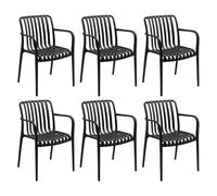 7H SEVEN HOUSE Pack de 6 Sillas Apilables de Exterior con Reposabrazos Kaia en Polipropileno 7house