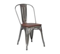 7H SEVEN HOUSE Silla Apilable Industrial de Acero y Madera 45x45x85cm