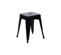 7H SEVEN HOUSE Taburete Bajo Industrial Apilable de Acero y Madera 38x38x46cm