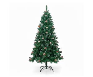 7house Árbol de Navidad Artificial Verde Montreal con Piñas Decorativas y Base Metálica 180cm 7house