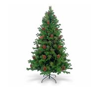 7house Árbol de Navidad Artificial Verde Otawa con Piñas Decorativas y Base Metálica 7house