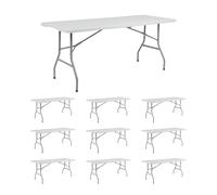 7house MegaPack 10 Mesas Plegables Portátiles Resina 180cm 7house
