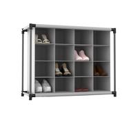 7house Organizador de Zapatos con 4 Baldas y 16 Compartimentos Negro/Gris 87,3x36,5x64,4cm 7house
